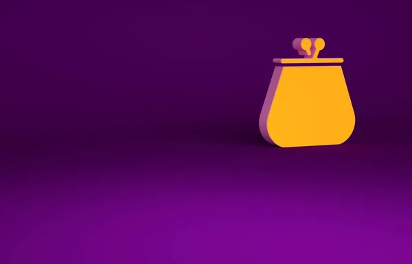 Monedero Naranja Icono Aislado Sobre Fondo Púrpura Icono Del Bolso —  Fotos de Stock