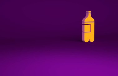 Mor arka planda izole edilmiş turuncu su ikonu. Soda su içme tabelası. Minimalizm kavramı. 3d illüstrasyon 3B canlandırma.