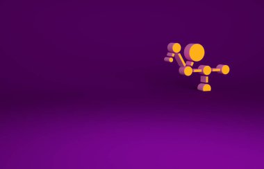 Mor zemin üzerinde izole edilmiş turuncu kenevir molekül ikonu. Cannabidiol moleküler yapıları, THC ve CBD formülü. Marihuana ya da esrar. Minimalizm kavramı. 3d illüstrasyon 3B canlandırma.