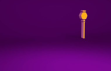 Mor arkaplanda izole edilmiş turuncu afyon haşhaş ikonu. Minimalizm kavramı. 3d illüstrasyon 3B canlandırma.