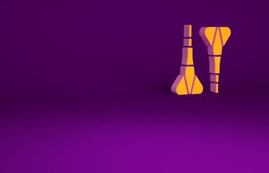 Mor arkaplanda turuncu ok simgesi izole edildi. Minimalizm kavramı. 3d illüstrasyon 3B canlandırma.