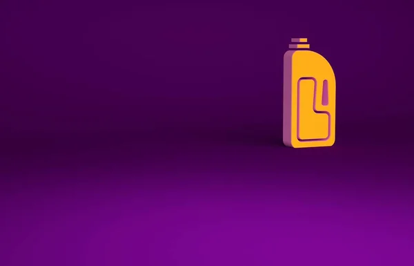 Orangefarbener Container Mit Abflussreiniger Symbol Isoliert Auf Lila Hintergrund Waschmittel — Stockfoto