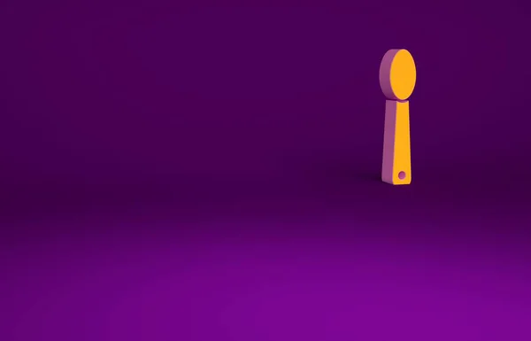 紫色背景下孤立的汤匙图标中的橙色海洛因 吸毒成瘾和吸毒成瘾的概念 瘾君子的生活方式最低纲领的概念 3D渲染3D插图 — 图库照片