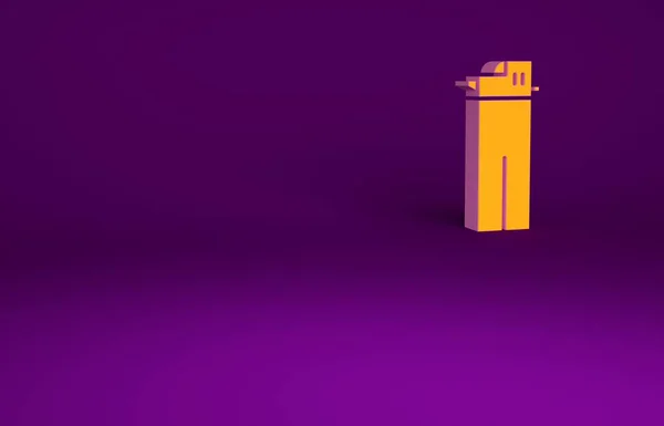 Помаранчева Піктограма Запальнички Ізольована Фіолетовому Фоні Концепція Мінімалізму Ілюстрація Рендеринга — стокове фото