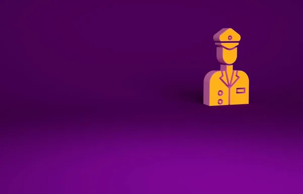 Icono Piloto Naranja Aislado Sobre Fondo Púrpura Concepto Minimalista Ilustración —  Fotos de Stock