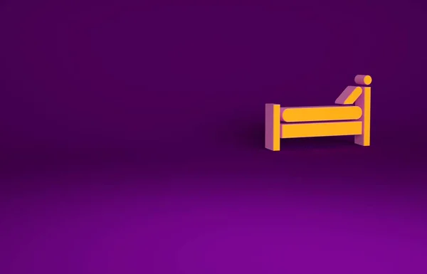 Icono Cama Naranja Aislado Sobre Fondo Púrpura Concepto Minimalista Ilustración —  Fotos de Stock