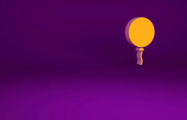 Globo Naranja Con Icono Cinta Aislado Sobre Fondo Púrpura Concepto —  Fotos de Stock