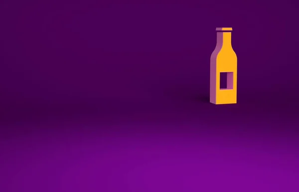 Ícone Garrafa Cerveja Laranja Isolado Fundo Roxo Conceito Minimalismo Ilustração — Fotografia de Stock