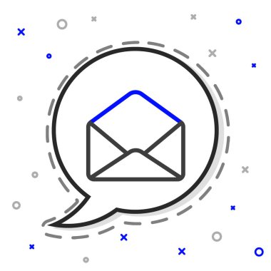 Satır Zarfı simgesi beyaz arkaplanda izole edildi. E- posta mektup sembolü. Renkli taslak konsepti. Vektör İllüstrasyonu.