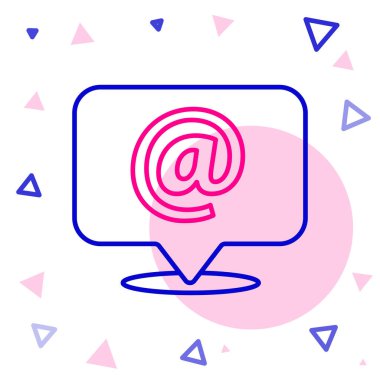 Beyaz arkaplanda izole edilmiş konuşma baloncuğu simgesindeki satır postaları ve e-postalar. Zarf sembolü e-postası. E- posta kodu. Renkli taslak konsepti. Vektör İllüstrasyonu.