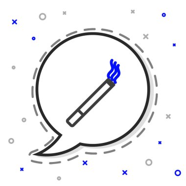 Beyaz arkaplanda çizgi sigara simgesi izole edildi. Tütün tabelası. Sigara içme sembolü. Renkli taslak konsepti. Vektör İllüstrasyonu.