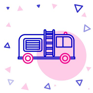 İtfaiye aracı simgesi beyaz arkaplanda izole edildi. İtfaiye. İtfaiyeciler acil durum aracı. Renkli taslak konsepti. Vektör İllüstrasyonu.