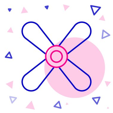 Çizgi Düzlemi pervanesi simgesi beyaz arkaplanda izole edildi. Klasik uçak pervanesi. Renkli taslak konsepti. Vektör İllüstrasyonu.