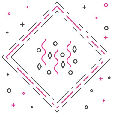 Beyaz arka planda izole edilmiş çizgi şenlik konfeti ikonu. Renkli taslak konsepti. Vektör İllüstrasyonu.