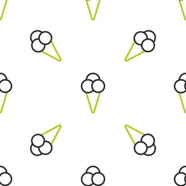 Waffle konisi ikonunda çizgi dondurması beyaz arka planda izole edilmiş pürüzsüz desen. Güzel sembol. Vektör İllüstrasyonu.