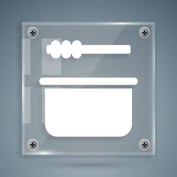 Cubo Sauna Blanco Icono Cucharón Aislado Sobre Fondo Gris Paneles — Vector de stock