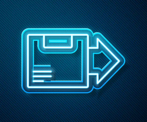 Leuchtende Neon Linie Kartonschachtel Symbol Isoliert Auf Blauem Hintergrund Box — Stockvektor