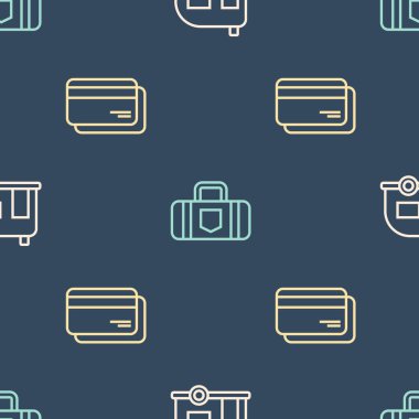 Rv Kamp karavanı, kredi kartı ve bavulu sorunsuz bir şekilde ayarlayın. Vektör.