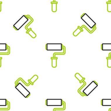 Çizgi boyası fırça simgesi beyaz arkaplanda izole edilmiş pürüzsüz desen. Vektör İllüstrasyonu.