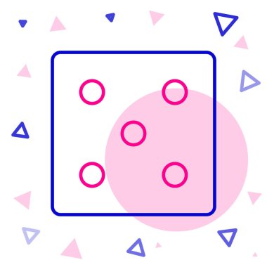 Çizgi Oyun zar simgesi beyaz arkaplanda izole edildi. Kumarhane kumarı. Renkli taslak konsepti. Vektör İllüstrasyonu.