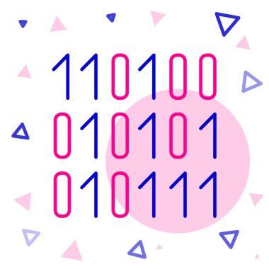 Satır ikili kod simgesi beyaz arkaplanda izole edildi. Renkli taslak konsepti. Vektör İllüstrasyonu.