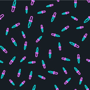 Pipette simgesi siyah arkaplanda izole edilmiş. Tıbbi elementler, kimya laboratuarı ekipmanları. Tıp sembolü. Vektör İllüstrasyonu.