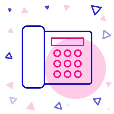 Beyaz arkaplanda hat telefon simgesi izole edildi. Sabit telefon. Renkli taslak konsepti. Vektör İllüstrasyonu.