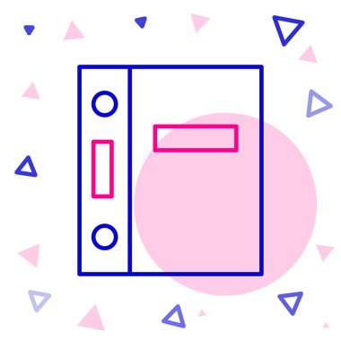 Beyaz arkaplanda dosya ve belge simgesi bulunan Satır Ofisi dizinleri izole edildi. Ofis dosyaları. Dosya arşivleme işareti. Renkli taslak konsepti. Vektör İllüstrasyonu.