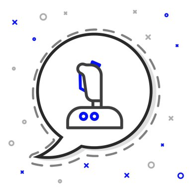 Oyun makinesi simgesi için Line Joystick beyaz arkaplanda izole edildi. Joystick oyun alanı. Renkli taslak konsepti. Vektör İllüstrasyonu.