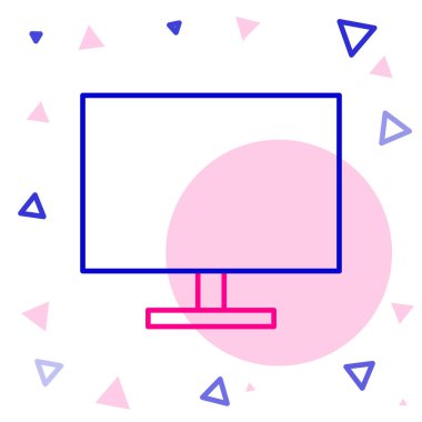 Çizgi Bilgisayar ekranı simgesi beyaz arkaplanda izole edildi. Elektronik cihaz. Ön manzara. Renkli taslak konsepti. Vektör İllüstrasyonu.