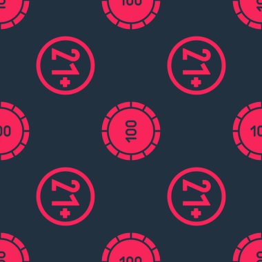 21 artı ve kumarhane çiplerini kusursuz bir şekilde ayarla. Vektör.