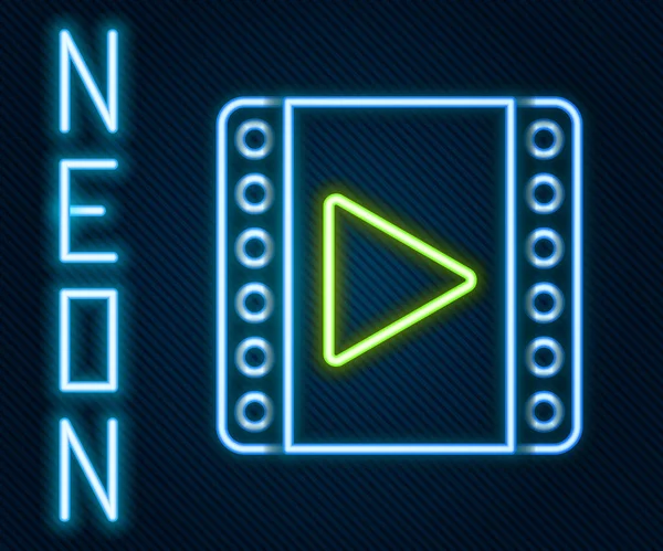 Leuchtende Neon Linie Play Video Symbol Isoliert Auf Schwarzem Hintergrund — Stockvektor