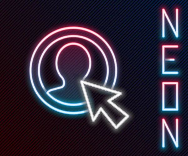 Glödande Neon Line Skapa Konto Skärm Ikon Isolerad Svart Bakgrund — Stock vektor
