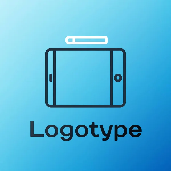 Línea Icono Gráfico Tableta Aislado Sobre Fondo Azul Concepto Esquema — Archivo Imágenes Vectoriales