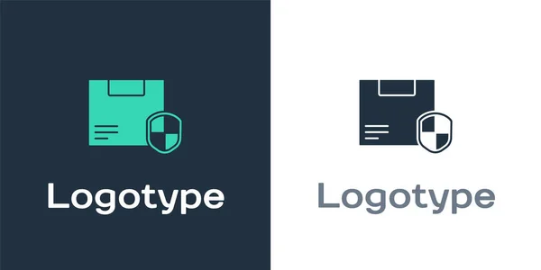 Logotype Безпека Доставки Піктограмою Щита Ізольовано Білому Тлі Страхування Доставки — стоковий вектор