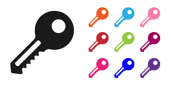 Black Key Symbol Isoliert Auf Weißem Hintergrund Setzen Sie Symbole — Stockvektor