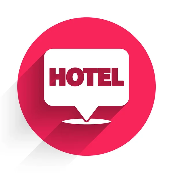 White Location Hotel Ikone Isoliert Mit Langem Schatten Konzeptsymbol Für — Stockvektor