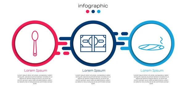 Установить Линию Героина Ложку Стопки Бумажных Денег Сигар Дымом Бизнес — стоковый вектор