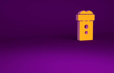Orange Vagina masturbator icon isolated on purple background. Sex toy for man. Minimalism concept. 3d illustration 3D render