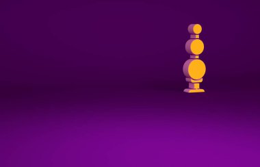 Mor arkaplanda izole edilmiş turuncu anal boncuk ikonu. Anal taşak işareti. Fetiş aksesuarı. Erkekler ve kadınlar için seks oyuncağı. Minimalizm kavramı. 3d illüstrasyon 3B canlandırma