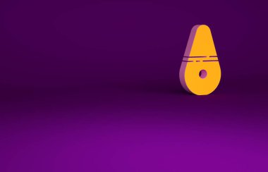 Orange Dildo vibrator for sex games icon isolated on purple background. Sex toy for adult. Vaginal exercise machines for intimate. Minimalism concept. 3d illustration 3D render
