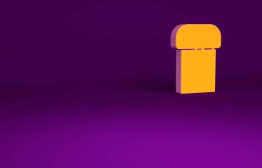 Mor arkaplanda izole edilmiş turuncu paskalya pastası ikonu. Mutlu Paskalyalar. Minimalizm kavramı. 3d illüstrasyon 3B canlandırma