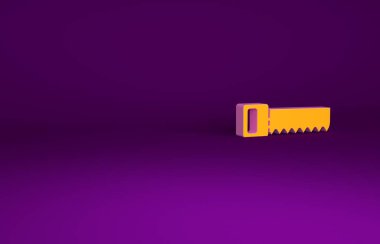 Turuncu El mor arka planda izole edilmiş bir ikon gördü. Minimalizm kavramı. 3d illüstrasyon 3B canlandırma