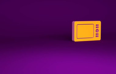 Mor arkaplanda izole edilmiş turuncu grafik tablet simgesi. Minimalizm kavramı. 3d illüstrasyon 3B canlandırma
