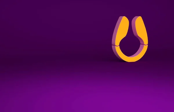 Orange Dildo vibrator for sex games icon isolated on purple background. Sex toy for adult. Vaginal exercise machines for intimate. Minimalism concept. 3d illustration 3D render — 스톡 사진