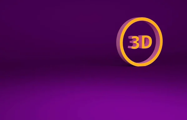 Πορτοκαλί 3D εικονίδιο λέξη απομονώνονται σε μωβ φόντο. Μινιμαλιστική έννοια. 3d απεικόνιση 3D καθιστούν — Φωτογραφία Αρχείου