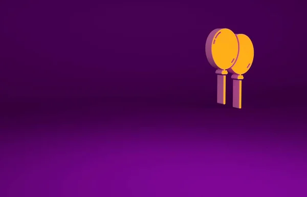 Ballons orange avec icône de ruban isolé sur fond violet. Joyeux Pâques. Concept de minimalisme. Illustration 3D rendu 3D — Photo