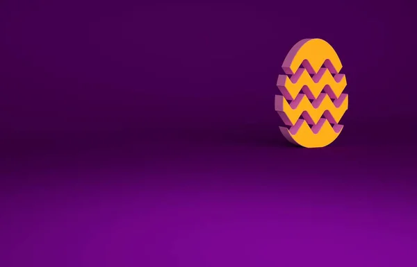 Icono de huevo de Pascua naranja aislado sobre fondo púrpura. Feliz Pascua. Concepto minimalista. 3D ilustración 3D render — Foto de Stock