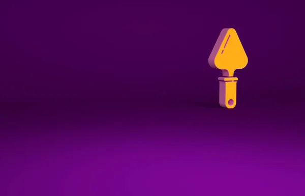 Ікона Orange Trowel ізольована на фіолетовому фоні. Концепція мінімалізму. 3D-рендеринг — стокове фото