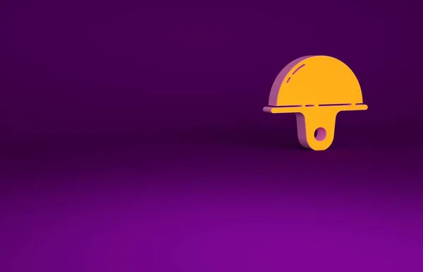Πορτοκαλί Worker κράνος ασφαλείας εικονίδιο απομονώνονται σε μωβ φόντο. Μινιμαλιστική έννοια. 3d απεικόνιση 3D καθιστούν — Φωτογραφία Αρχείου